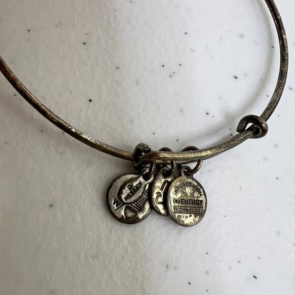 Alex & Ani Om Symbol Karma Horizontal Silver Charm Bangle Bracelet Wire Wrap - Picture 6 of 8